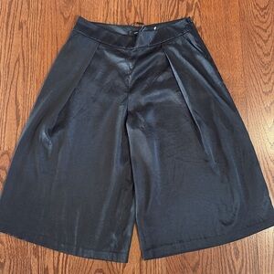 Robert Rodriguez satin black wide leg pleated Gaucho shorts pants side zip Nwt